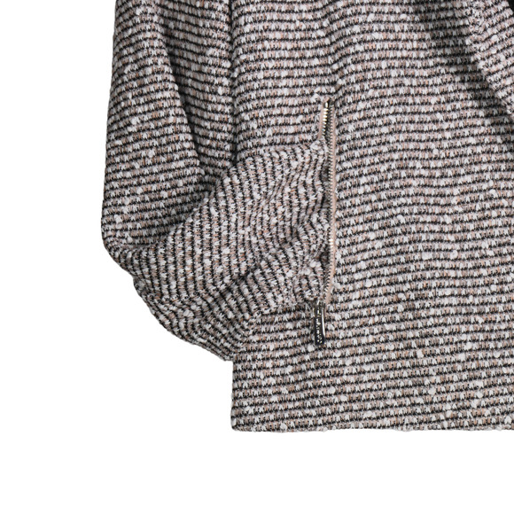 Calvin Klein Knit Blazer Womens Size L Black White Brown Open Crop Moto Jacket - Picture 7 of 9